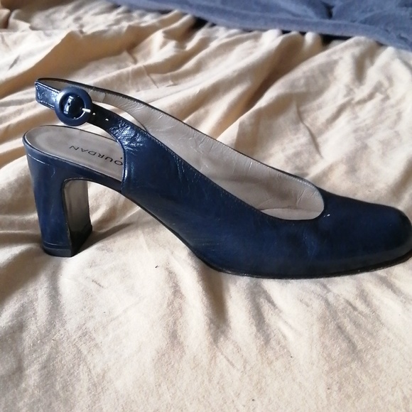 Navy leather slingbacks - Picture 3 of 5
